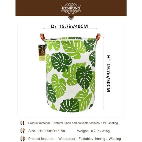 Laundry Hamper,Large Canvas Fabric Lightweight Storage Basket Toy Organizer - Picture 2 of 7